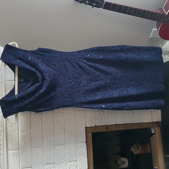 Women's Ralph Lauren Navy Blue Midi Dress Size 4 Fits size M - Picture 1 of 13